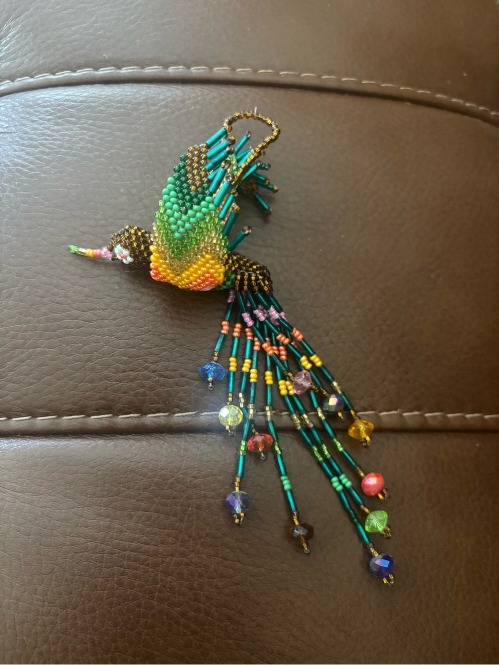 Hummingbird beaded keychain or decoration